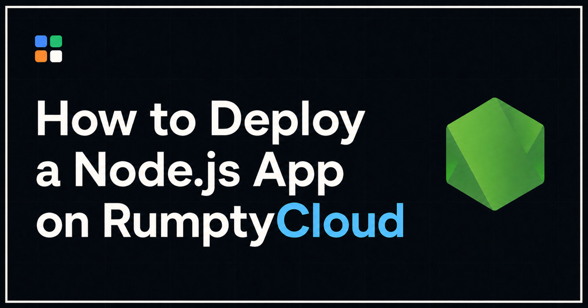 How to Deploy a Node.js App on RumptyCloud, with the RumptyCloud and Node.js logos