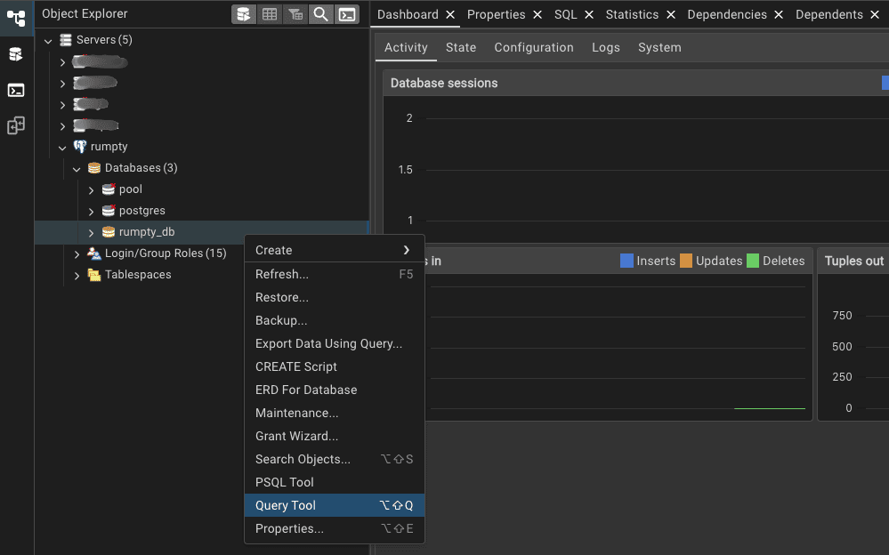 PgAdmin Query Tool