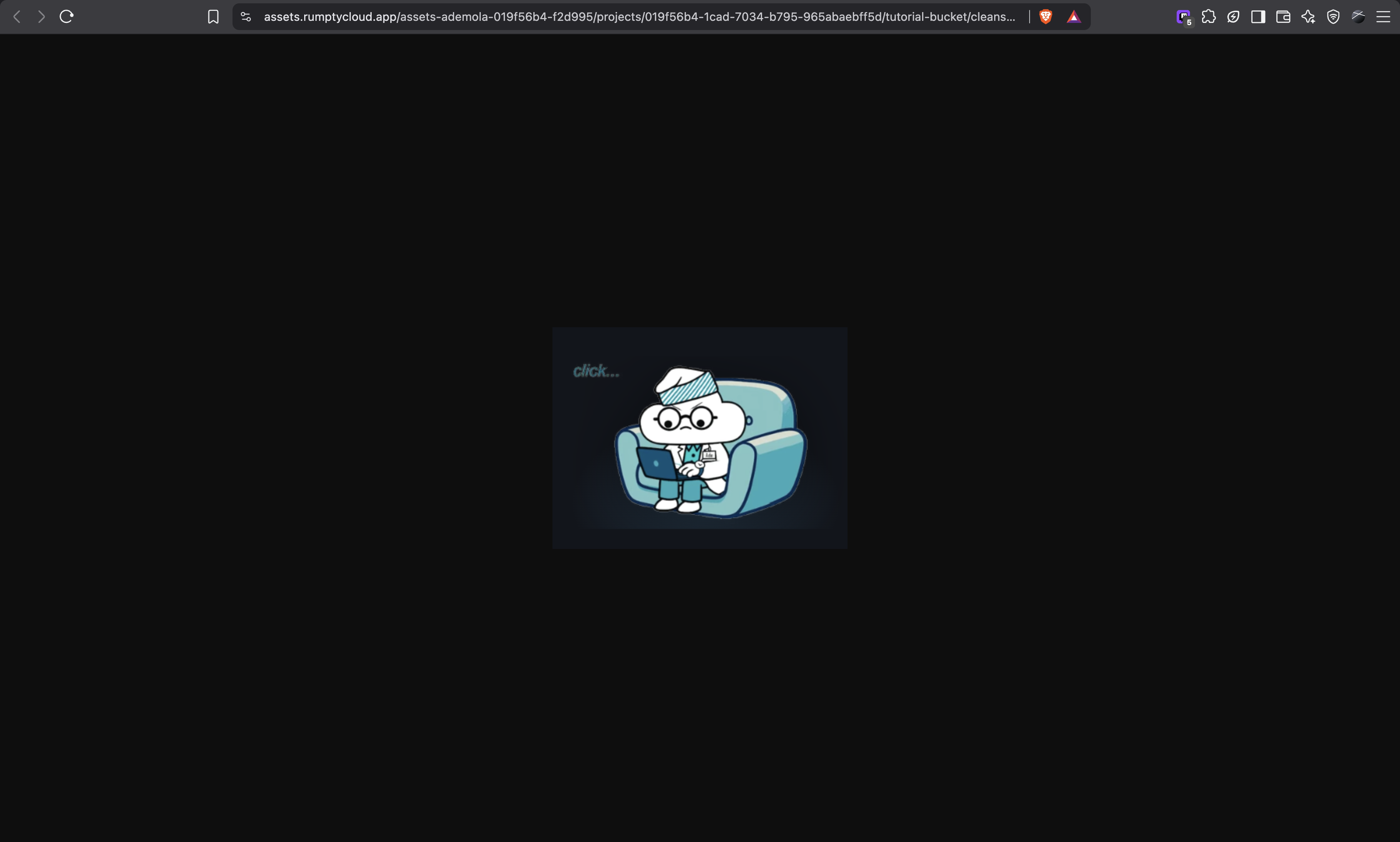 A public file opened at its assets.rumptycloud.app URL